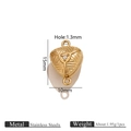 Golden stainless steel heart jewelry connector with engraving and small zircon inlay - Triangle Heart Gold Magnetic Clasp