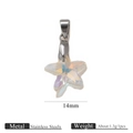 Pendente a stella in cristallo iridescente con gancio in acciaio inossidabile da 14mm - Colore Acciaio-Stella marina