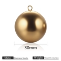 Gold plated 30mm hollow stainless steel sphere pendant with matte finish and top ring - Gold 30mm