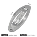 Single 48mm silver stainless steel hair clip variant with polished finish and lightweight design - 48mm Oval Snap Clip