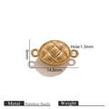 Golden stainless steel rose magnetic clasp with grid texture 14.8x8mm for jewelry DIY - Oval Gold Magnetic Clasp