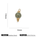 Colgante de cuenta de porcelana jaspeada verde con detalles en acero inoxidable dorado DIY - Cuenta Redonda de 6mm Lluvia Azul