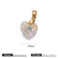 Ciondolo a cuore in cristallo iridescente 14mm con gancio in acciaio dorato - Oro - Cuore