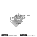 Silver stainless steel four-leaf clover magnetic jewelry clasp with clear rhinestones - Round Clover Silver Magnetic Clasp
