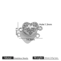 Silver stainless steel heart charm connector with crystals for DIY jewelry design - Heart Silver Magnetic Clasp