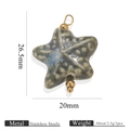 Colgante de estrella de mar en porcelana azul con acabados de acero inoxidable dorado - Estrella de Mar Lluvia Azul
