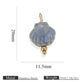 Colgante de concha de porcelana azul con gancho de acero inoxidable dorado, 20mm - Concha Pequeña Lluvia Azul