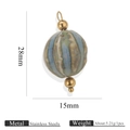Colgante concha de porcelana a rayas azules y verdes con cuentas de acero 28x15mm - Estilo Sandía de 16mm Lluvia Azul