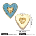 Pendentif cœur en acier inoxydable bleu et or avec texture ridée et placage 18k - Bleu