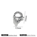 Chiusura a moschettone in acciaio inossidabile argento, misura 16mm x 12mm, peso 1,25g - Argento S2