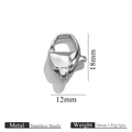 Chiusura a moschettone in acciaio inossidabile argento per gioielli, 18mm x 12mm - Argento S4