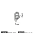 Chiusura a moschettone in acciaio inossidabile argento lucido, misura 12x7mm - Argento S5