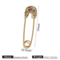 Spilla da balia in acciaio inossidabile dorato con strass colorati e finitura lucida - Multicolore Grande Oro