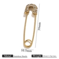 Spilla in acciaio inossidabile dorato con strass bianchi da 39mm per 10,5mm - Bianco Grande Oro