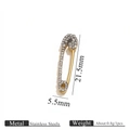 Charm épingle de sûreté en acier inoxydable doré orné de cristaux étincelants - Petit Strass Blanc Or (Modèle fixe)