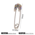 Spilla di sicurezza in acciaio inossidabile con strass colorati da 39mm - Multicolore Grande Acciaio