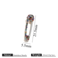 Boucle d'oreille épingle de sûreté en acier argenté avec strass colorés et mesures - Petit Strass Multicolore Argent (Modèle fixe)