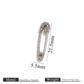 Pendentif épingle de sûreté en acier inoxydable argenté avec strass blancs - Petit Strass Blanc Argent (Modèle fixe)