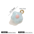 Light blue flower star charm in 18k gold plated stainless steel with 13.5mm diameter - Blue & Pink Flower Style
