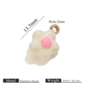 Mini stainless steel 18k gold plated fried egg flower pendant for DIY jewelry - Light Yellow & Rose Red Flower Style
