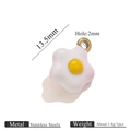 Mini stainless steel fried egg pendant in white and yellow enamel for DIY jewelry - White & Yellow Fried Egg Style