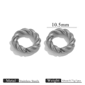 Anneau de saut torsadé en acier inoxydable argenté, design texturé de 10,5 mm - Style Torsade Ton Acier