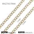 Golden stainless steel flat O-chain jewelry making parts 2.5x3.5mm oval link chain - Diameter 0.5 Width 2.5 x 3.5 - Gold