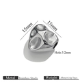 Silver stainless steel heart bead with hammered texture and 3.2mm hole for jewelry - Heart Style 3 (3) / Silver