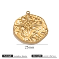 Golden 25mm stainless steel starburst pendant with hammer-textured finish and 4.8g weight - Star Radiant Hammered Style / Gold