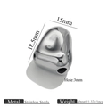 Irregular 18K gold-plated stainless steel bead with 3mm hole for DIY jewelry making - Bean Style 4 (4) / Silver