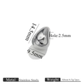 Silver stainless steel water drop bead for DIY jewelry making 14.5mm size - Teardrop Style 6 (6)
