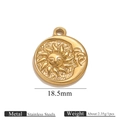 Colgante sol y luna de 18,5mm en acero inoxidable dorado para creación de joyas - Presión de Aceite Mediana Sol Luna / Dorado