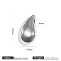 Irregular silver droplet charm in stainless steel with detailed dimensions and weight - Teardrop Style 7 (7)