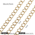Golden stainless steel flat O-chain link for DIY jewelry making 0.6x4x5mm size - Diameter 0.6 Width 4 x 5 - Gold