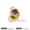 10mm goldene Edelstahlperle mit großem Loch und lila Kleeblatt für DIY-Schmuck - Lila