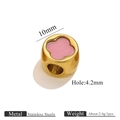 10mm Goldener Edelstahl-Abstandshalter mit rosa Kleeblatt für DIY-Schmuckherstellung - Rosa