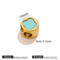 10 mm goldene Edelstahlperle mit hellblauem Emaille-Kleeblatt für DIY-Schmuck - Blaugrün
