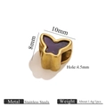Golden stainless steel butterfly bead with purple acrylic inlay and a large 4.5mm hole - Purple