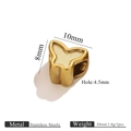 Golden butterfly stainless steel bead for DIY jewelry making with 4.5mm large hole - Yellow