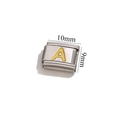 Italian charm bracelet link 10mm x 9mm with golden letter A in stainless steel - Letter A