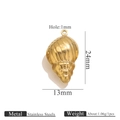PVD gold plated stainless steel hollow conch shell pendant charm for jewelry making - Conch (KK102)
