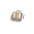 Italian charm bracelet module with golden letter B relief on stainless steel, size 10mm - Letter B