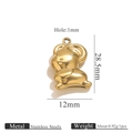 PVD gold plated stainless steel hamster charm pendant with size and weight specs - Mouse (K254)