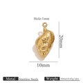 PVD gold plated stainless steel peanut charm pendant 20mm x 10mm for jewelry making - Dotted Conch (KK115)