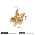 PVD gold plated stainless steel starfish charm pendant for jewelry making 19x18mm - Starfish (K222)