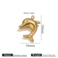 PVD gold plated dolphin charm in stainless steel with 18x16mm dimensions and polished finish - Round Dolphin (KK078)
