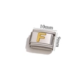Maglia per bracciale italiano con lettera F dorata su base in acciaio inox - Lettera F