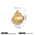 PVD gold hollow ocean shell charm in stainless steel measuring 19mm for jewelry making - Bok Choy (KK111)