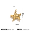 PVD gold hollow starfish charm in stainless steel for DIY jewelry making and bracelet crafts - Textured Starfish (KK104)