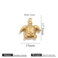 Polished 18K gold-plated turtle charm made of stainless steel for bracelets - Sea Turtle (KK108)